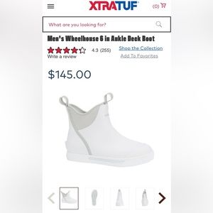 XTRATUF Men’s Wheelhouse 6” Ankle Deck Boot - White. Size 9. Never worn.